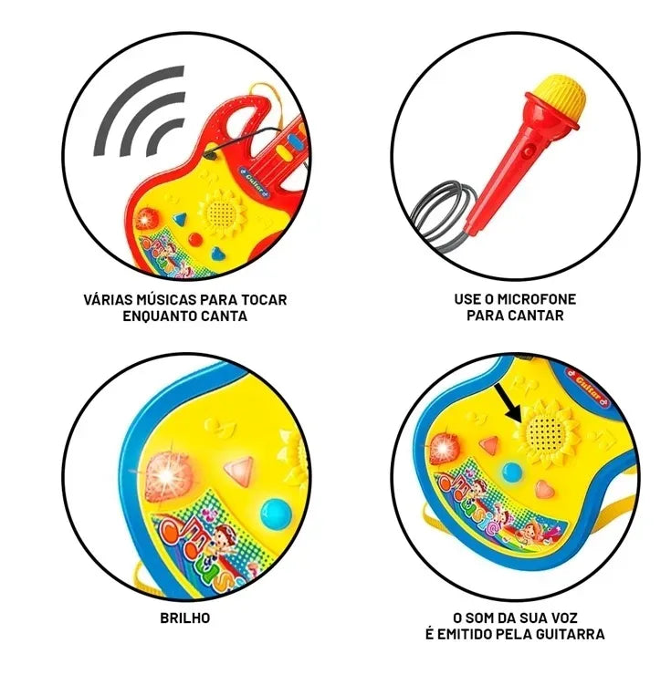 MiniRockStar 🎸: Guitarra Infantil con Sonido, Luces y Micrófono