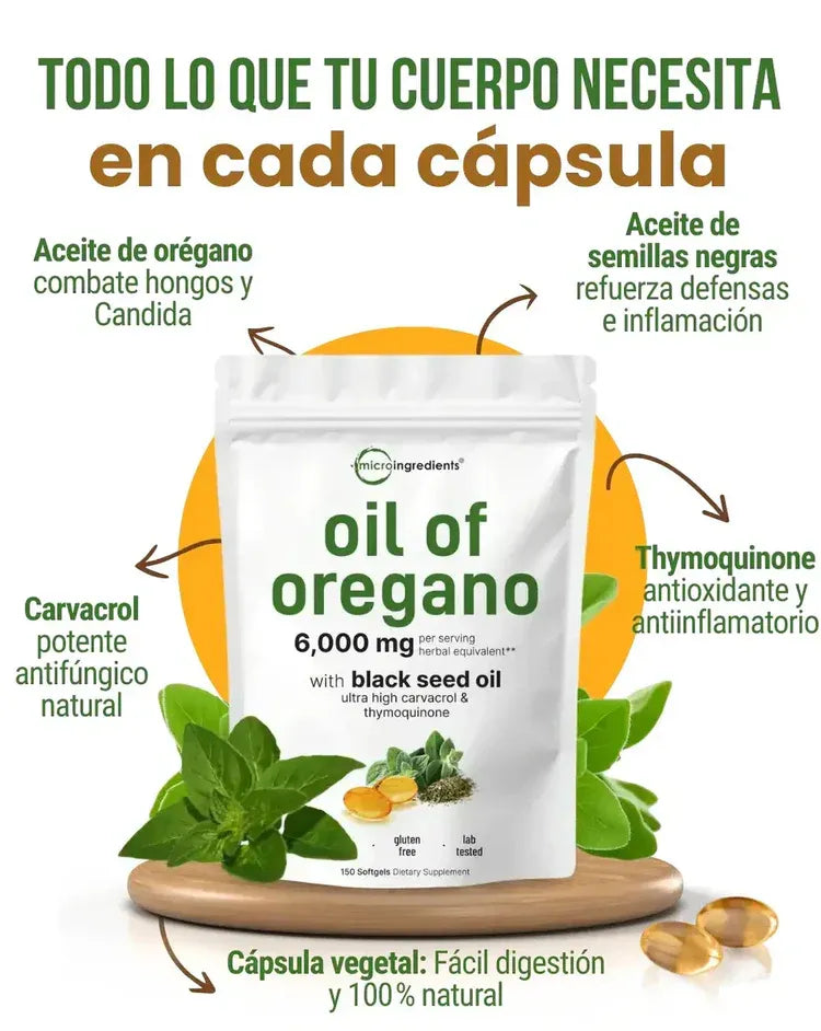Aceite De Orégano 6000 Mg 60 capsulas